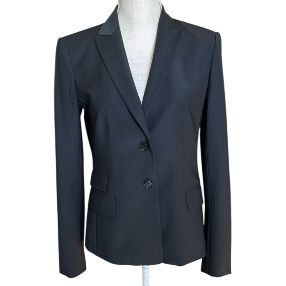 ANN TAYLOR 2 Button Black Wool Blend Business / Work Blazer- 4